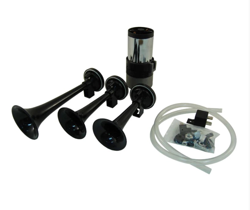 Triple Black Air Horns 12v