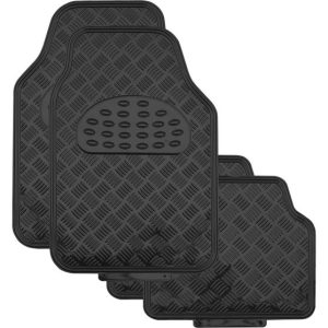 Black Checker Plate Floor Mats - Set 4