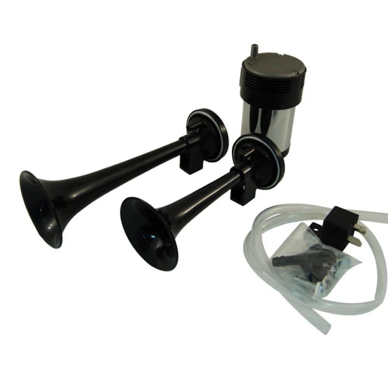 Twin Air Horns Black 12v