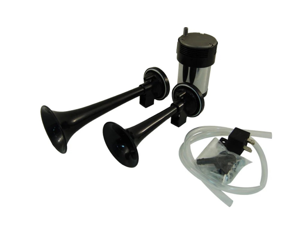 Twin Air Horns Black 12v